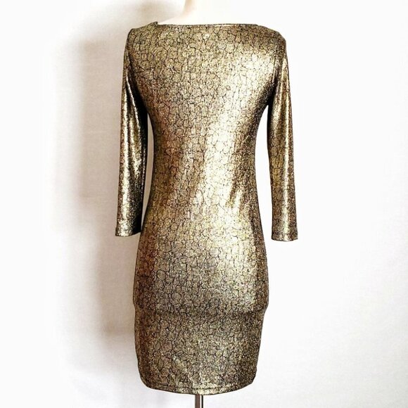 NWOT Topshop Metallic Gold Snakeskin Stretch Bodycon Dress - Picture 6 of 7